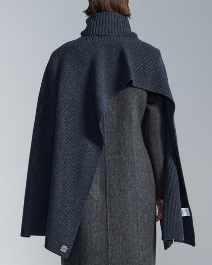 HARRISON WONG / Turtleneck Wool Cape - Grey