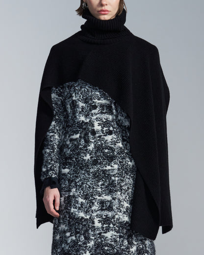 HARRISON WONG / Turtleneck Wool Cape - Black