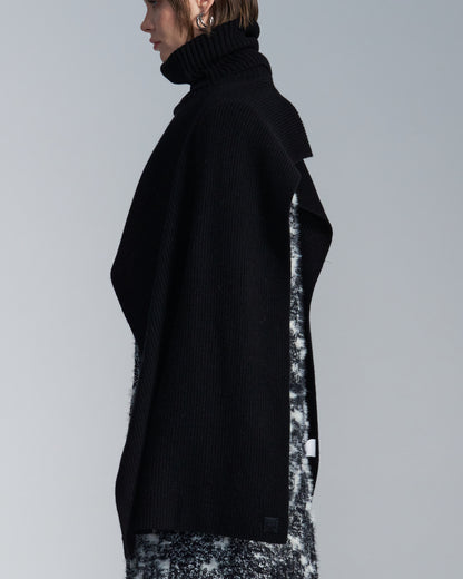 HARRISON WONG / Turtleneck Wool Cape - Black