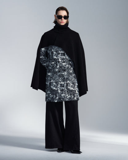 HARRISON WONG / Turtleneck Wool Cape - Black