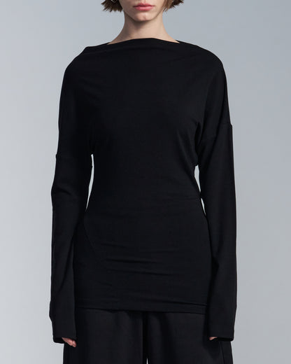 HARRISON WONG / Lyocell Wool Boat Neck Long Sleeve T-Shirt