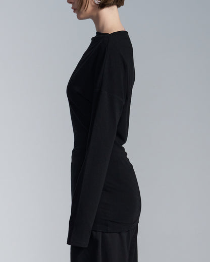 HARRISON WONG / Lyocell Wool Boat Neck Long Sleeve T-Shirt