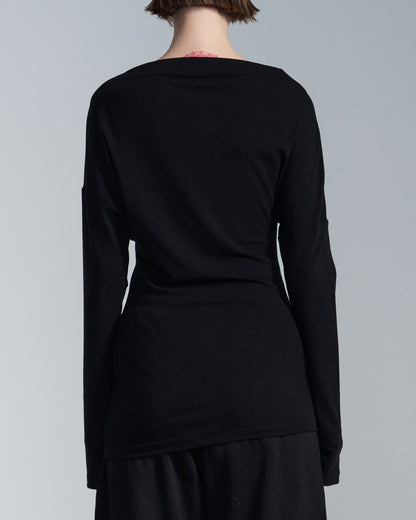 HARRISON WONG / Lyocell Wool Boat Neck Long Sleeve T-Shirt