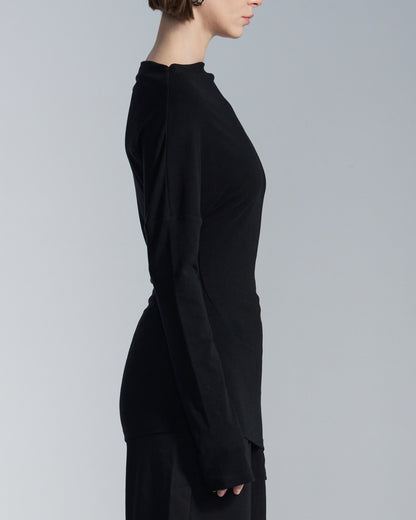 HARRISON WONG / Lyocell Wool Boat Neck Long Sleeve T-Shirt