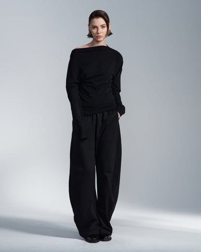 HARRISON WONG / Lyocell Wool Boat Neck Long Sleeve T-Shirt