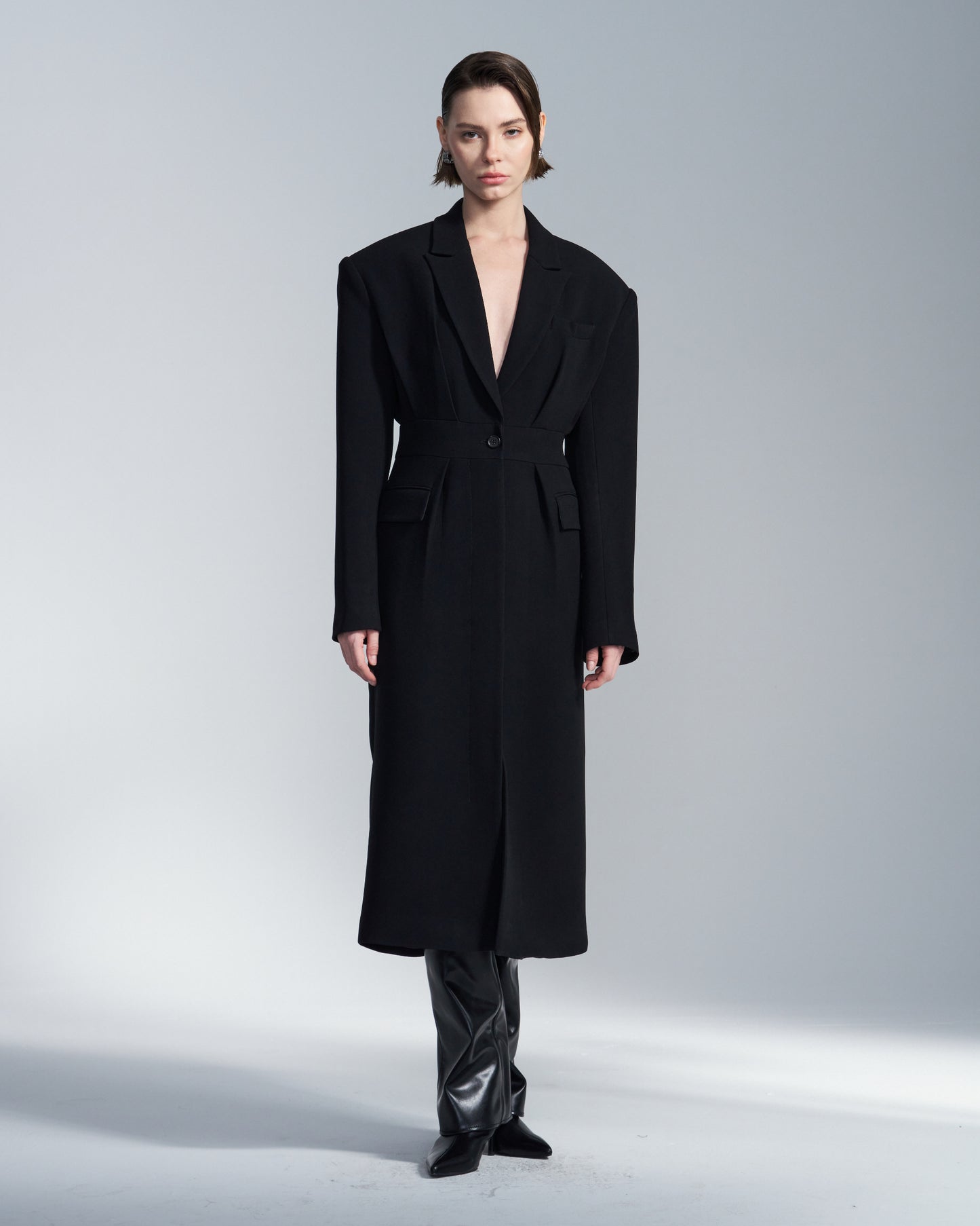 HARRISON WONG / Wide Shoulder Dress With Lapel
