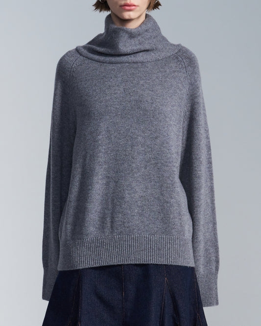 HARRISON WONG / Drape Cowl Neck Sweater - Grey