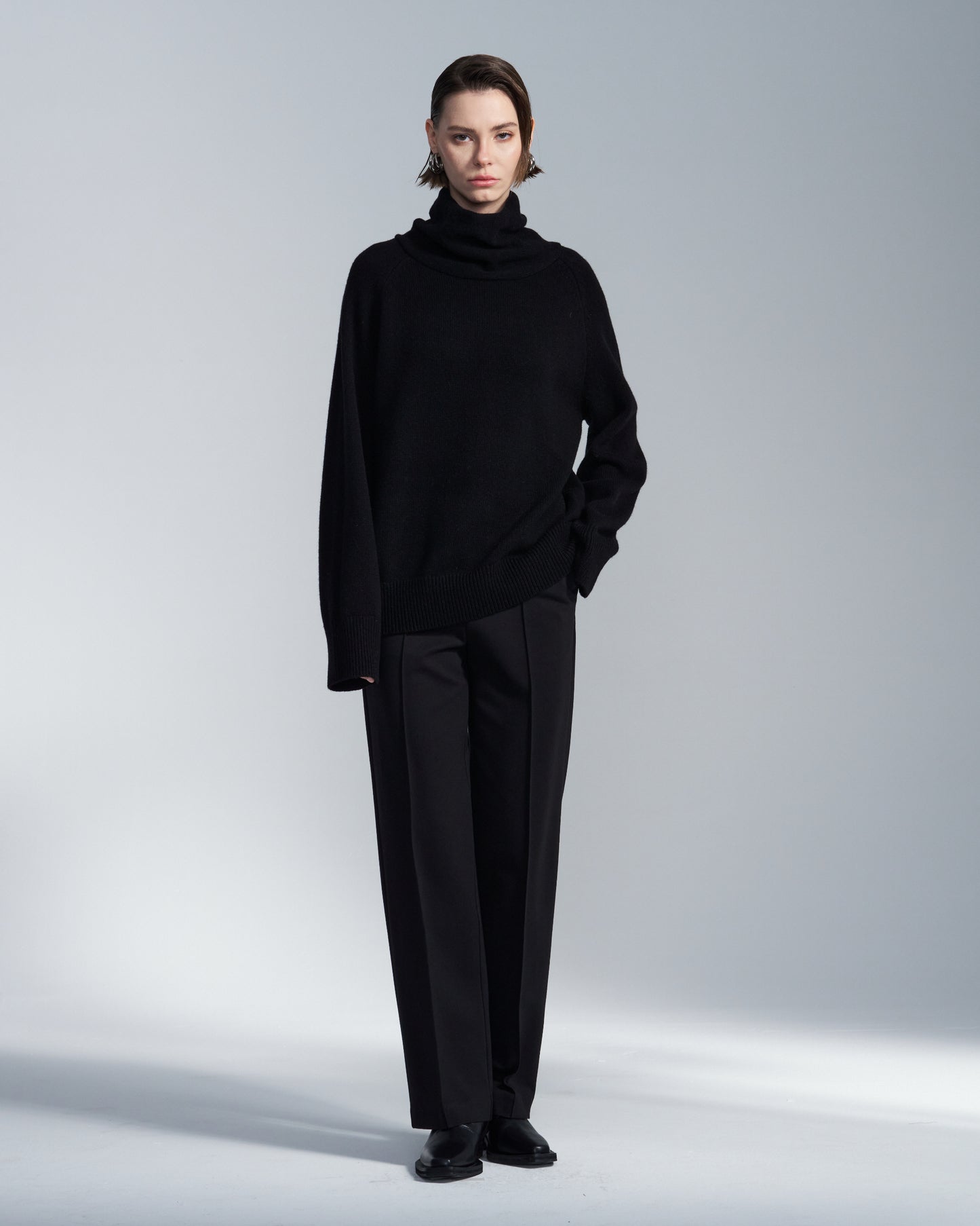 HARRISON WONG / Drape Cowl Neck Sweater - Black