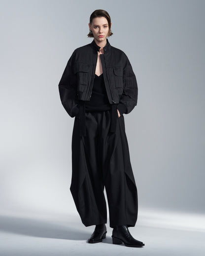 HARRISON WONG / Cotton Nylon Cropped Zipper Jacket