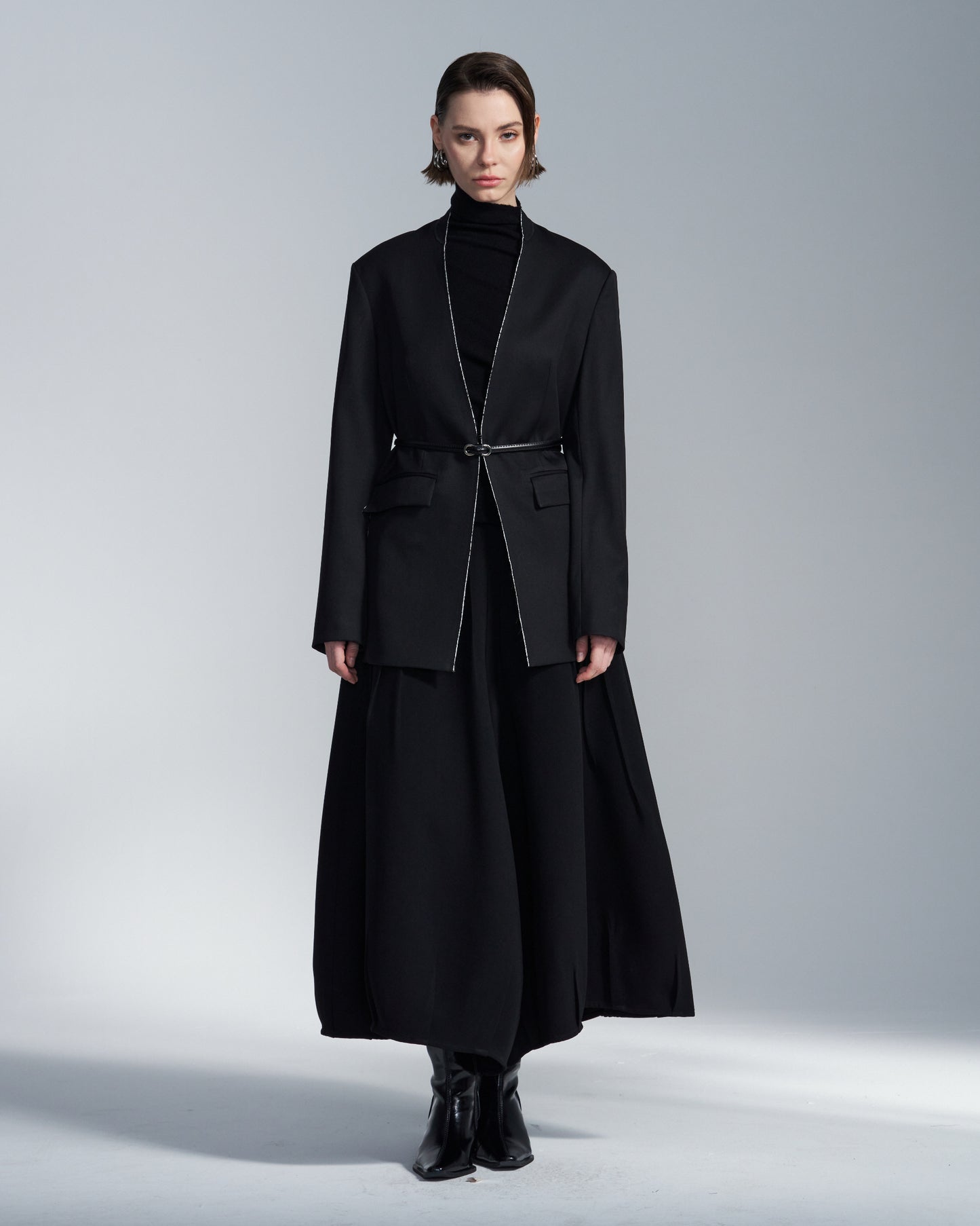 HARRISON WONG / Wool Blazer With White Raw Edge