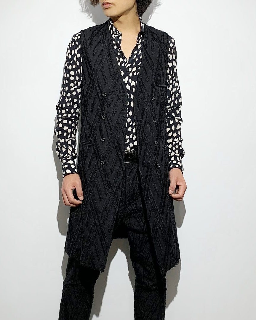 ys Yuji SUGENO / Cut Jacquard Double Long Vest