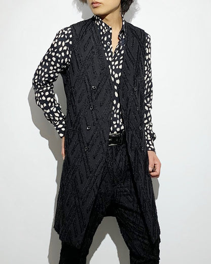 ys Yuji SUGENO / Cut Jacquard Double Long Vest