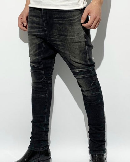 ys Yuji SUGENO / USED Supima CO Hybrid Denim Sarrouel Skinny Pants - DARK GRAY