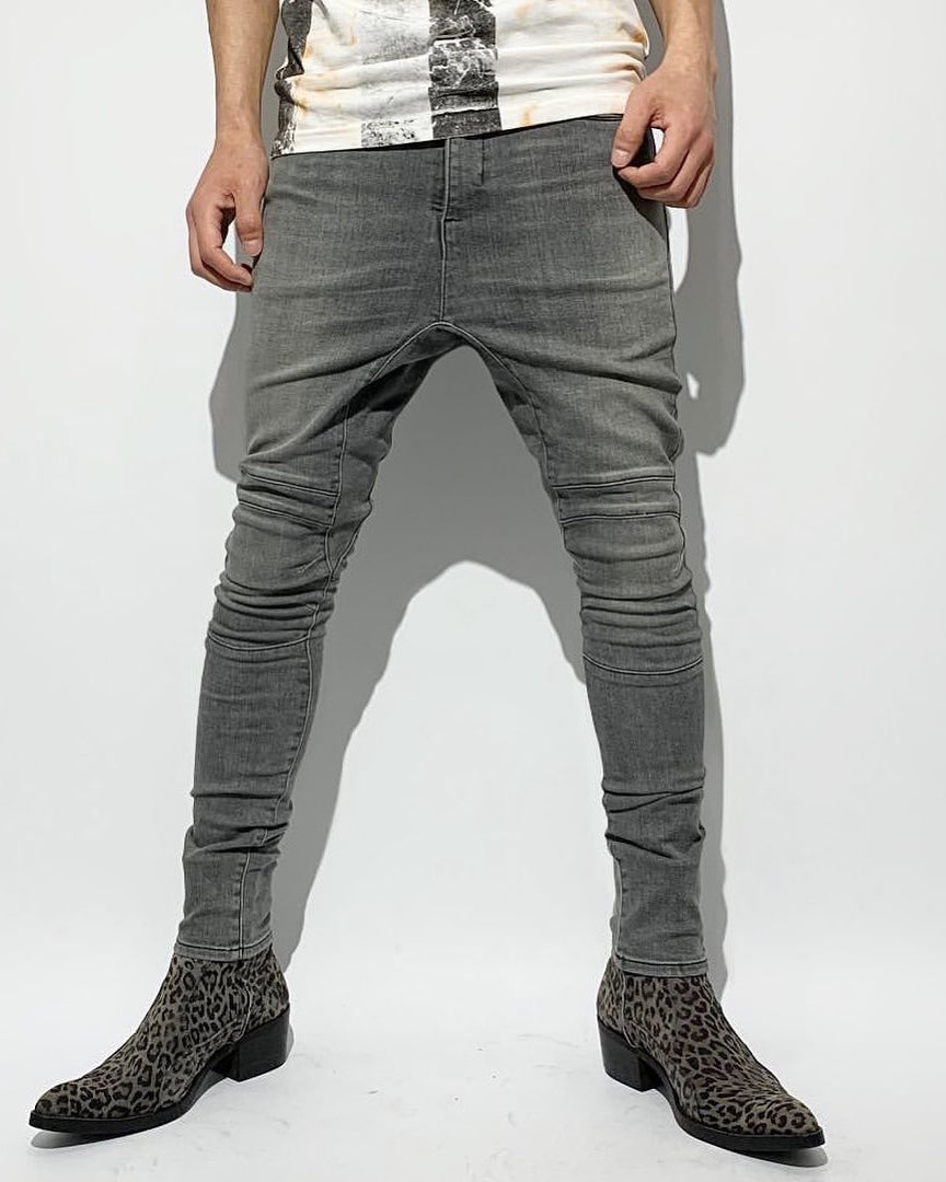 ys Yuji SUGENO / USED Supima CO Hybrid Denim Sarrouel Skinny Pants - GRAY