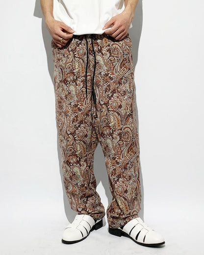 ADULT by YUJISUGENO / Paisley Pattern Sarrouel Wide Pants - BROWN