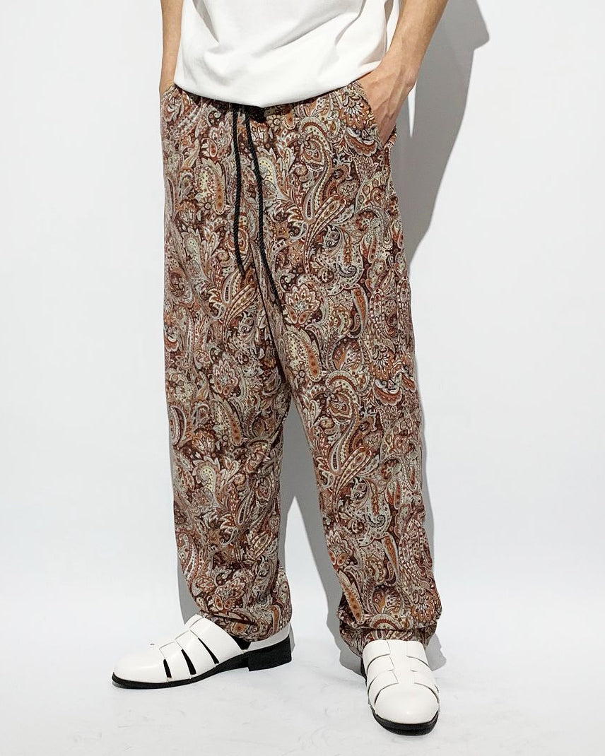 ADULT by YUJISUGENO / Paisley Pattern Sarrouel Wide Pants - BROWN