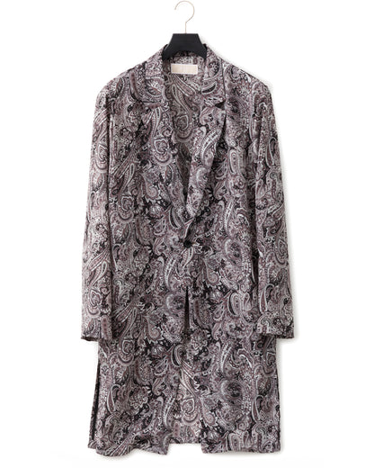 ADULT by YUJISUGENO / Paisley Pattern Long Shirt Jacket - BLACK