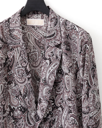 ADULT by YUJISUGENO / Paisley Pattern Long Shirt Jacket - BLACK