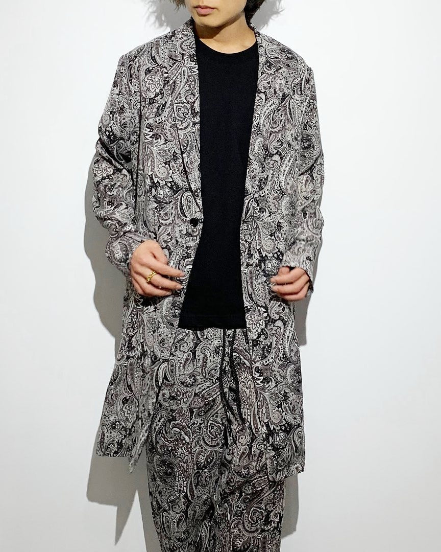 ADULT by YUJISUGENO / Paisley Pattern Long Shirt Jacket - BLACK