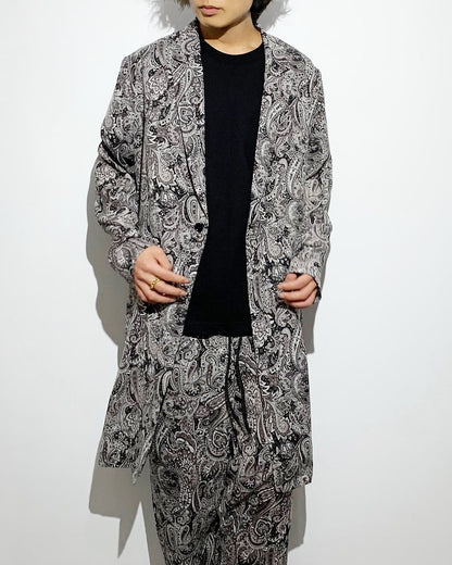 ADULT by YUJISUGENO / Paisley Pattern Long Shirt Jacket - BLACK
