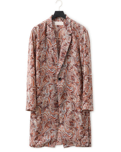 ADULT by YUJISUGENO / Paisley Pattern Long Shirt Jacket - BROWN