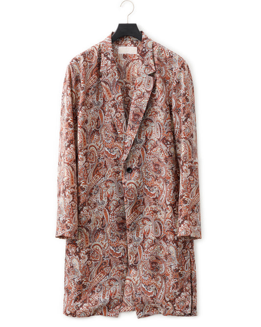 ADULT by YUJISUGENO / Paisley Pattern Long Shirt Jacket - BROWN