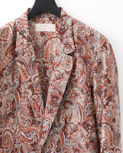 ADULT by YUJISUGENO / Paisley Pattern Long Shirt Jacket - BROWN