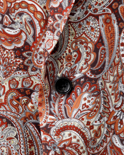 ADULT by YUJISUGENO / Paisley Pattern Long Shirt Jacket - BROWN
