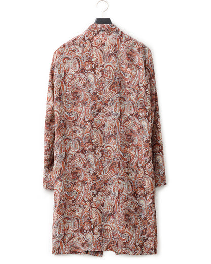 ADULT by YUJISUGENO / Paisley Pattern Long Shirt Jacket - BROWN