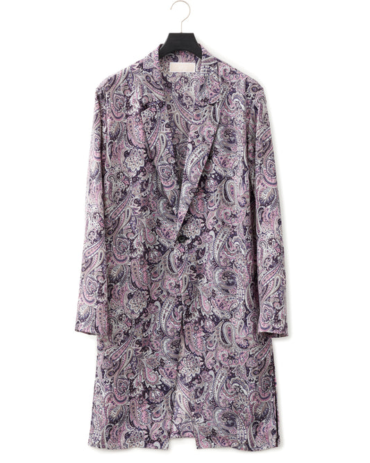ADULT by YUJISUGENO / Paisley Pattern Long Shirt Jacket - PURPLE