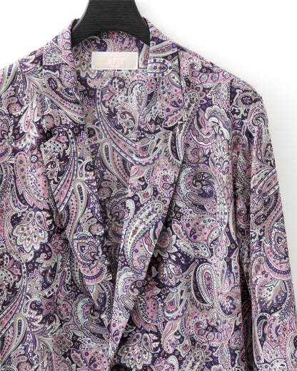 ADULT by YUJISUGENO / Paisley Pattern Long Shirt Jacket - PURPLE