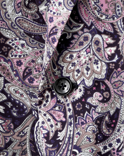 ADULT by YUJISUGENO / Paisley Pattern Long Shirt Jacket - PURPLE