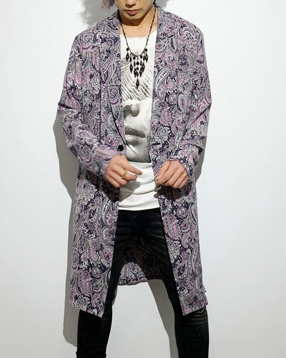 ADULT by YUJISUGENO / Paisley Pattern Long Shirt Jacket - PURPLE