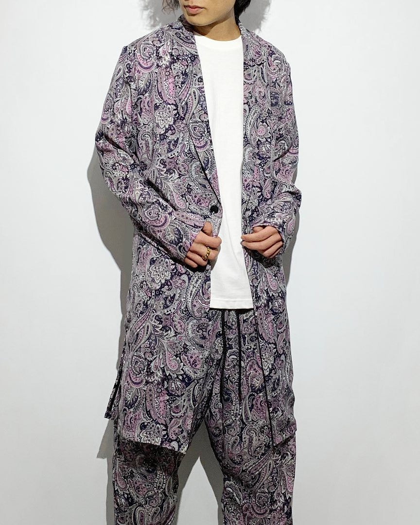 ADULT by YUJISUGENO / Paisley Pattern Long Shirt Jacket - PURPLE