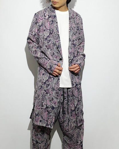ADULT by YUJISUGENO / Paisley Pattern Long Shirt Jacket - PURPLE
