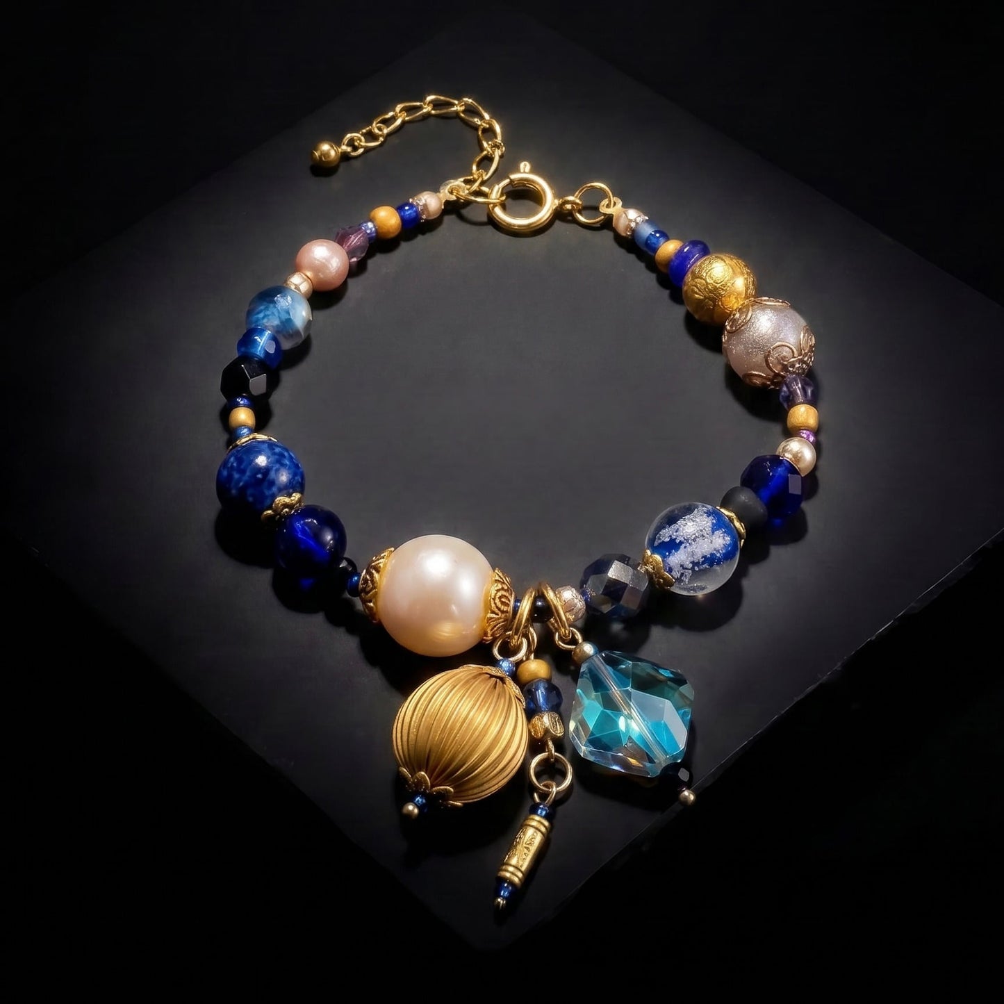 Ranunculus / "Blue Night" Bracelet