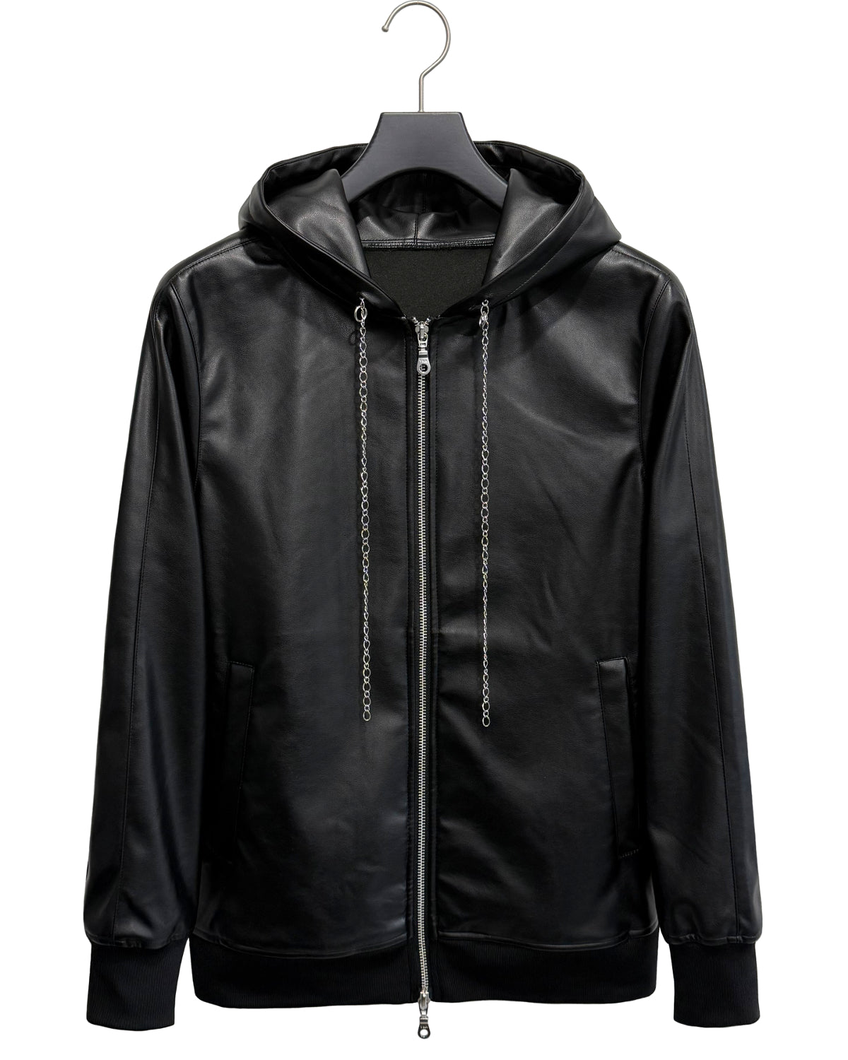 agr / Synthetic Leather Hooded JK with Chain
