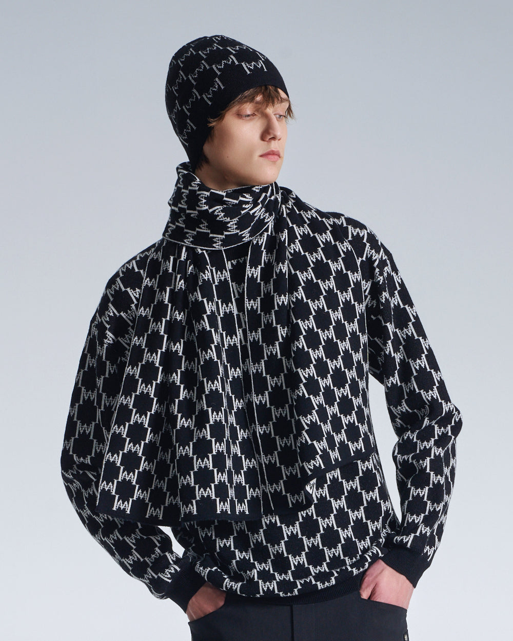 HARRISON WONG / Logo Monogram Wool Scarf