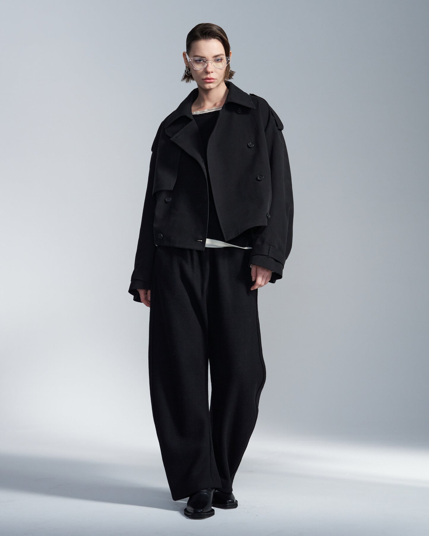 HARRISON WONG / Loose Fit Cropped Trench Jacket