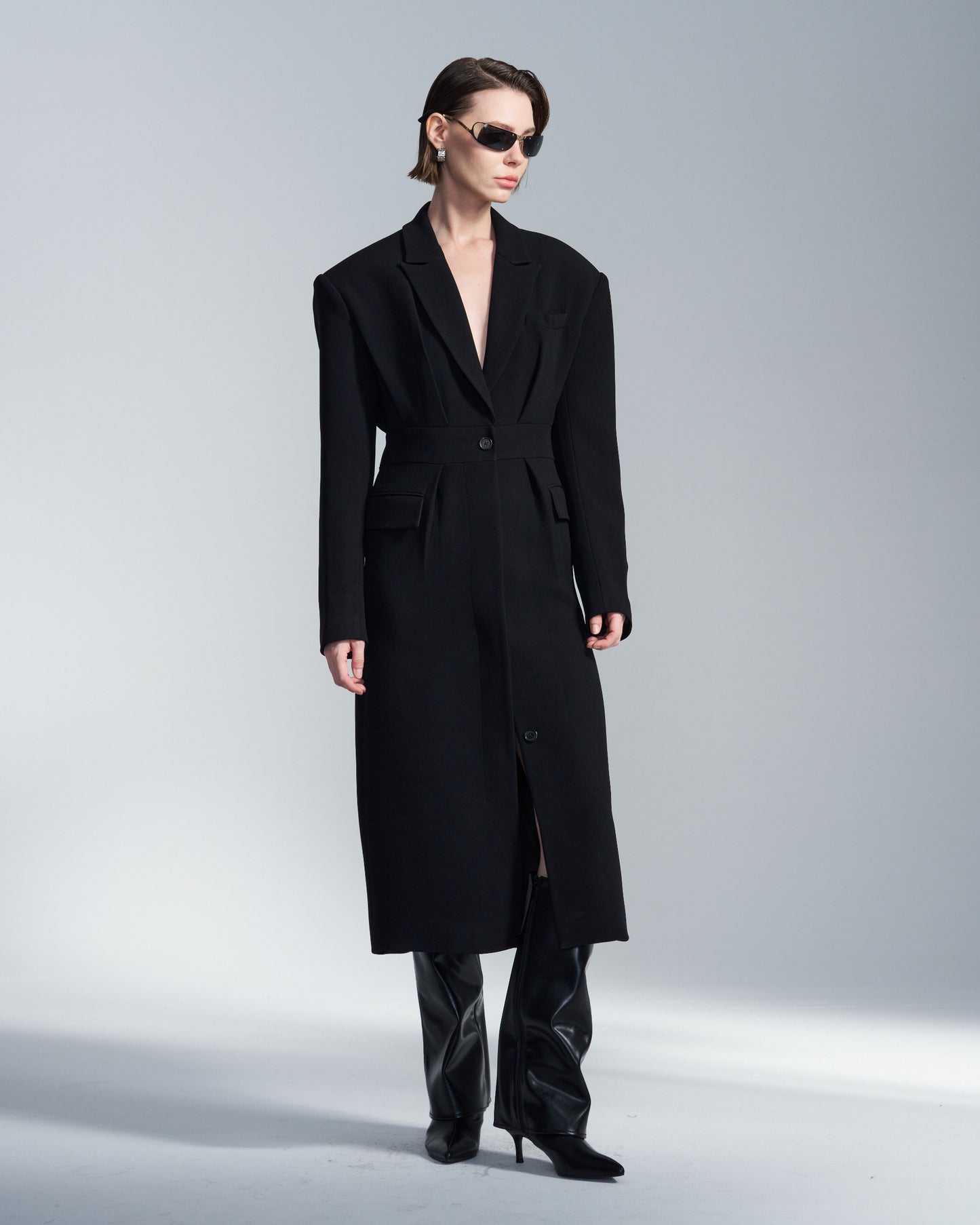 HARRISON WONG / Wide Shoulder Dress With Lapel