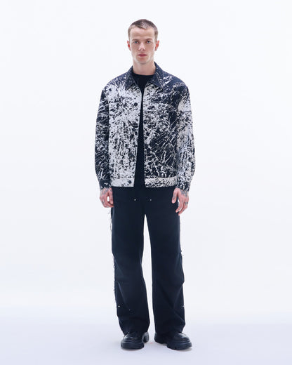 HARRISON WONG / Nylon Cotton Jacket With Broken Glass Print - Black