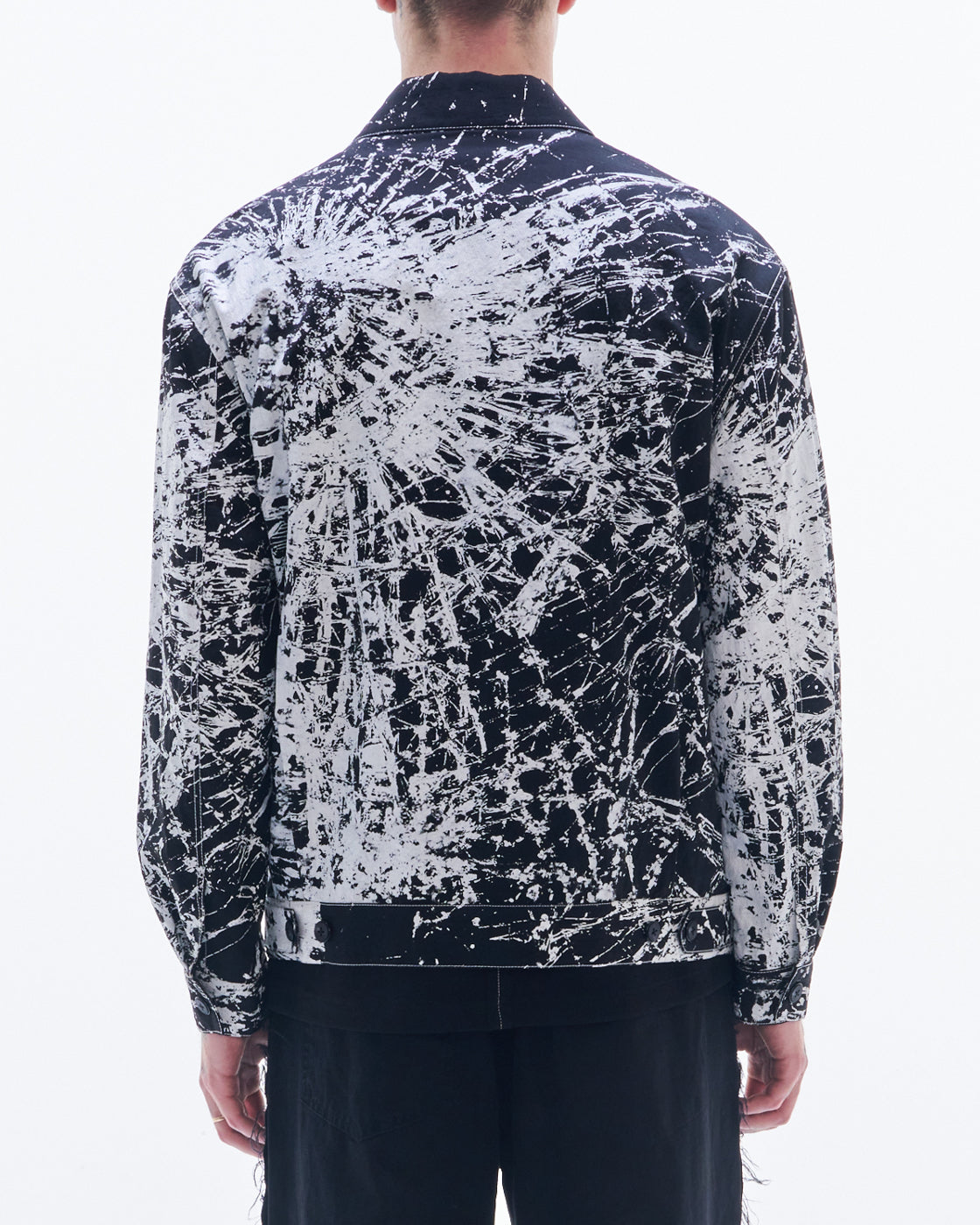HARRISON WONG / Nylon Cotton Jacket With Broken Glass Print - Black