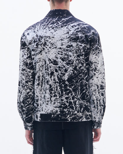HARRISON WONG / Nylon Cotton Jacket With Broken Glass Print - Black