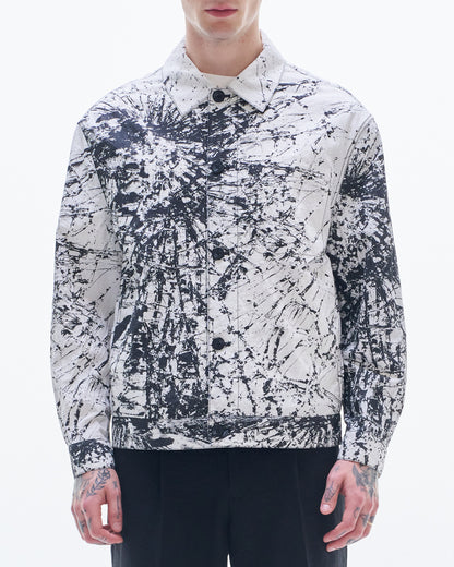 HARRISON WONG / Nylon Cotton Jacket With Broken Glass Print - White
