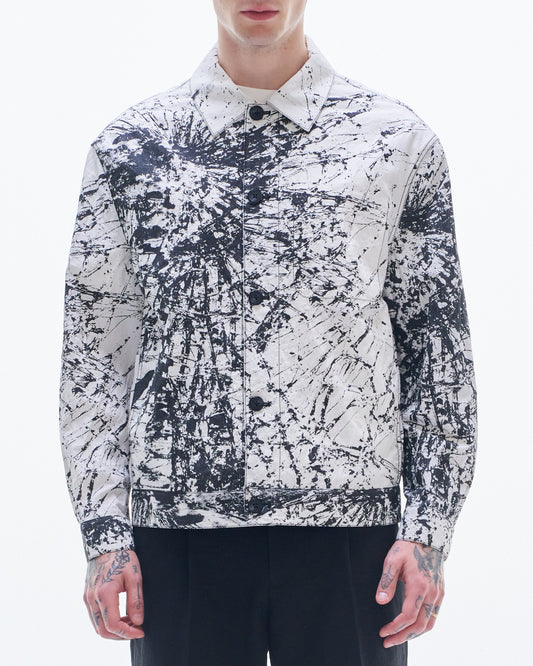 HARRISON WONG / Nylon Cotton Jacket With Broken Glass Print - White