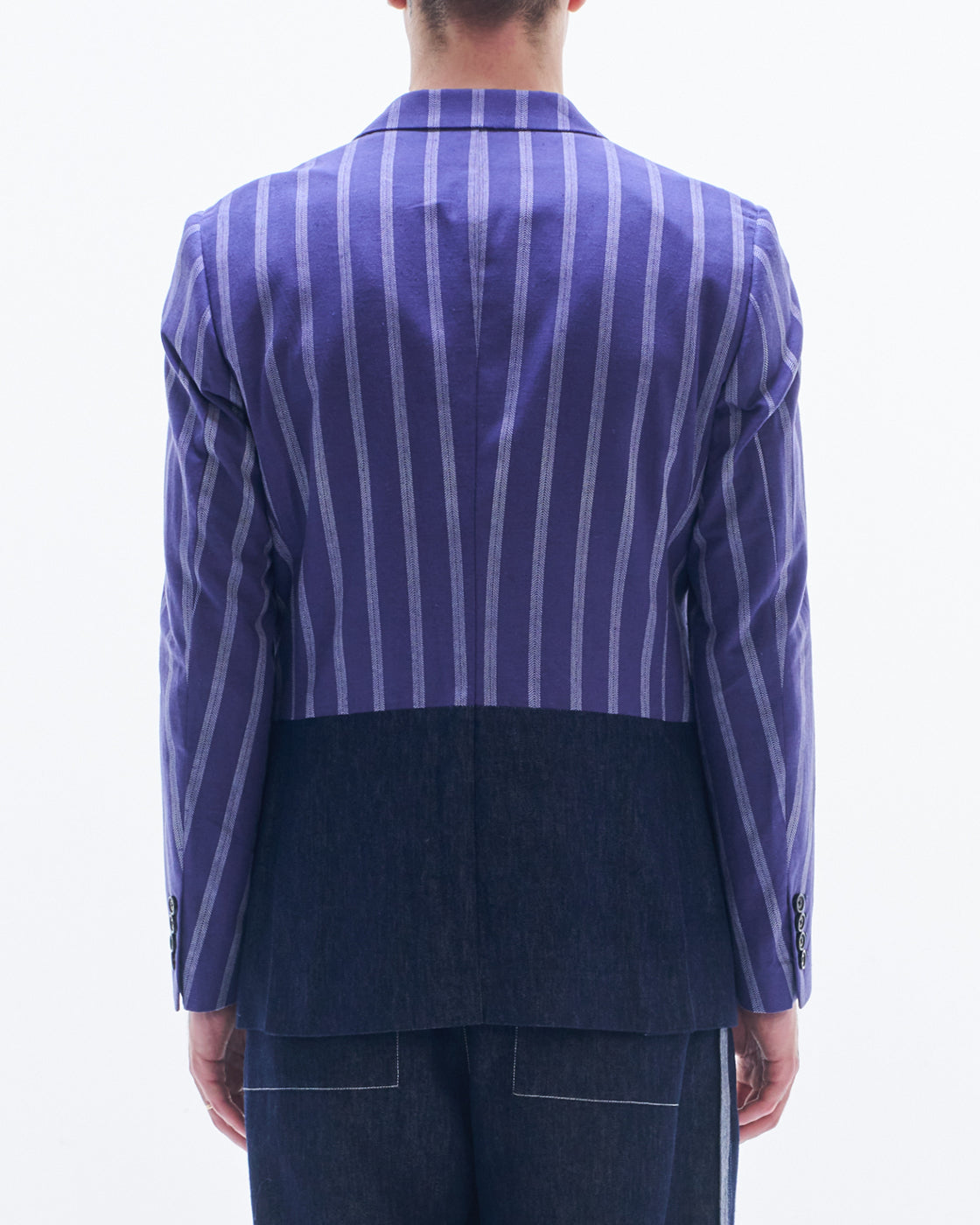 HARRISON WONG / Striped Linen Blazer Contrast With Denim