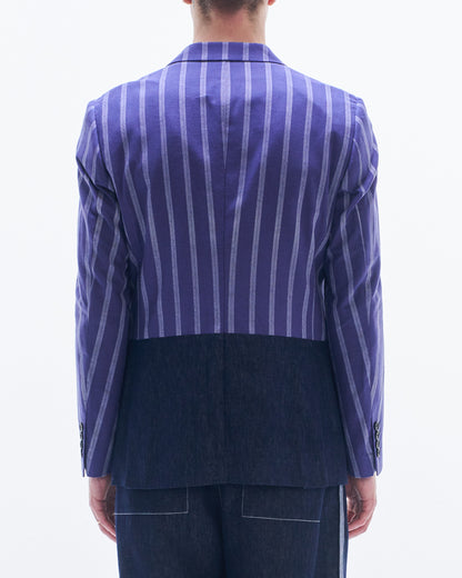 HARRISON WONG / Striped Linen Blazer Contrast With Denim
