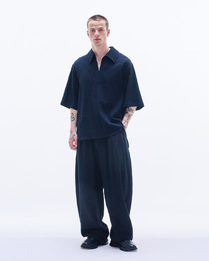 HARRISON WONG / Crepe Cotton Pullover Shirt - Black
