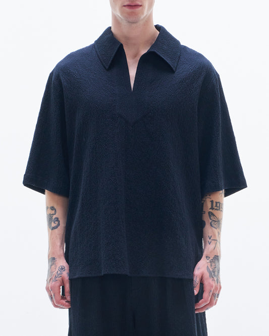 HARRISON WONG / Crepe Cotton Pullover Shirt - Black