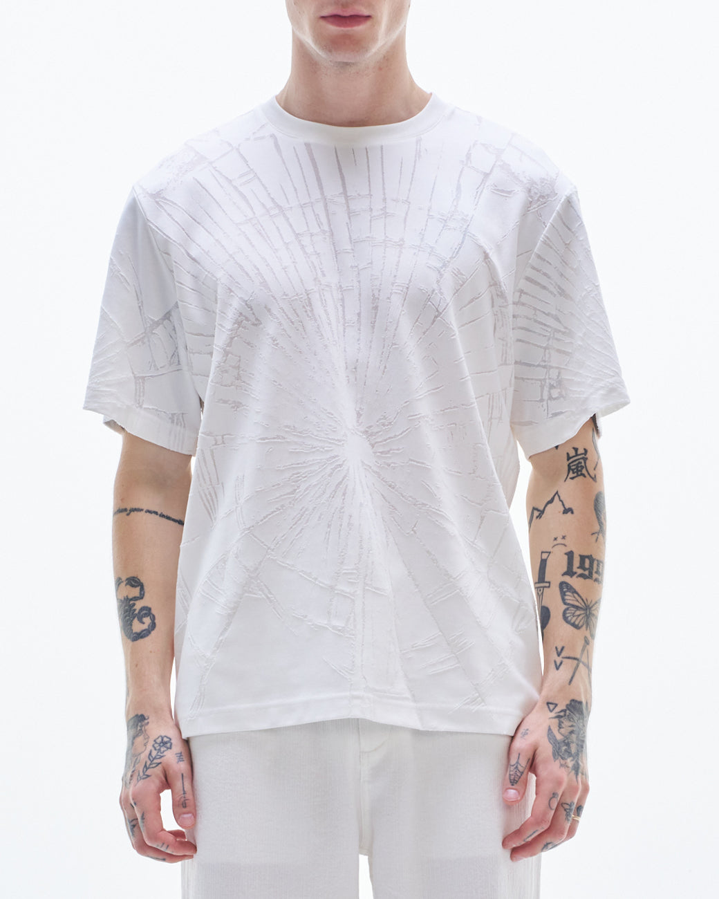 HARRISON WONG / Tee With Burnt-Out Pattern - White